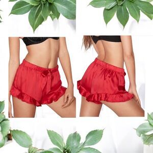 Victoria’s Secret Red Satin Ruffle Sleep Shorts Women’s Medium M Loungewear Sexy